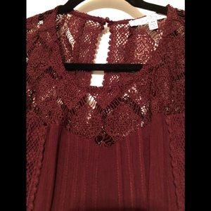 Maroon Peasant Tunic Top